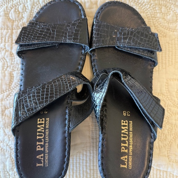 La Plume black leather sandals velcro adjustable straps - women's US 8 - Picture 5 of 5